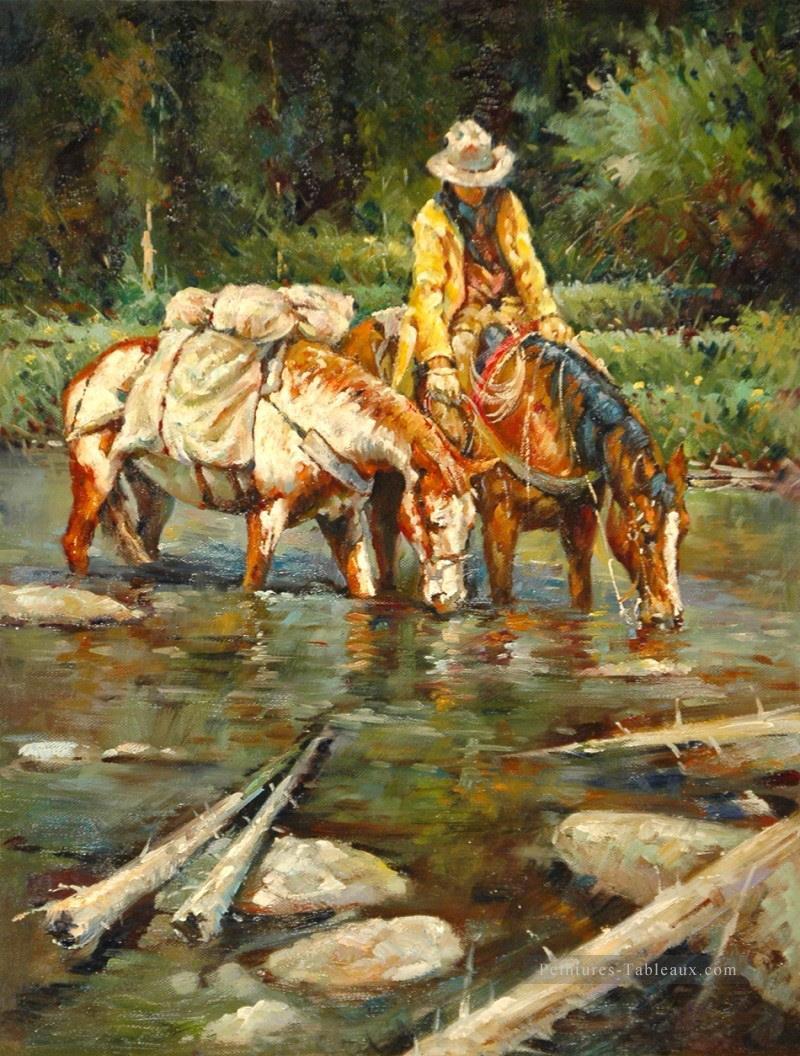 boire ensemble cow boy de l’Ouest Peintures à l'huile